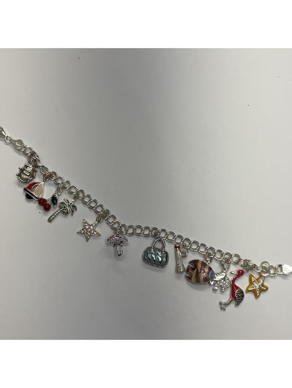 Charm bracelet with 12 charms sterling